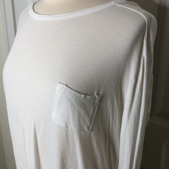 T by Alexander Wang Long Sleeve Pocket T-Shirt White L - Picture 5 of 9